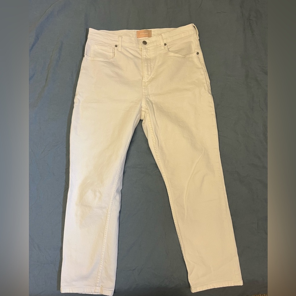 Everlane Straight Leg Jeans in Off-White